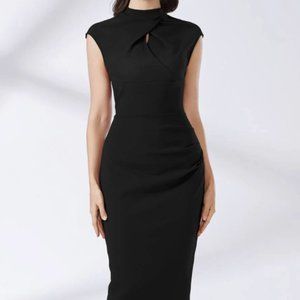 NWT Shein MIUSOL Black Puff Sleeve Sheath Dress
